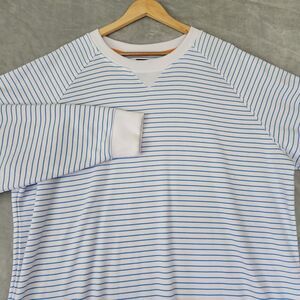 FootJoy Top Womens 2XL Blue White Micro Striped Pullover Knit Crew Neck Shirt FJ